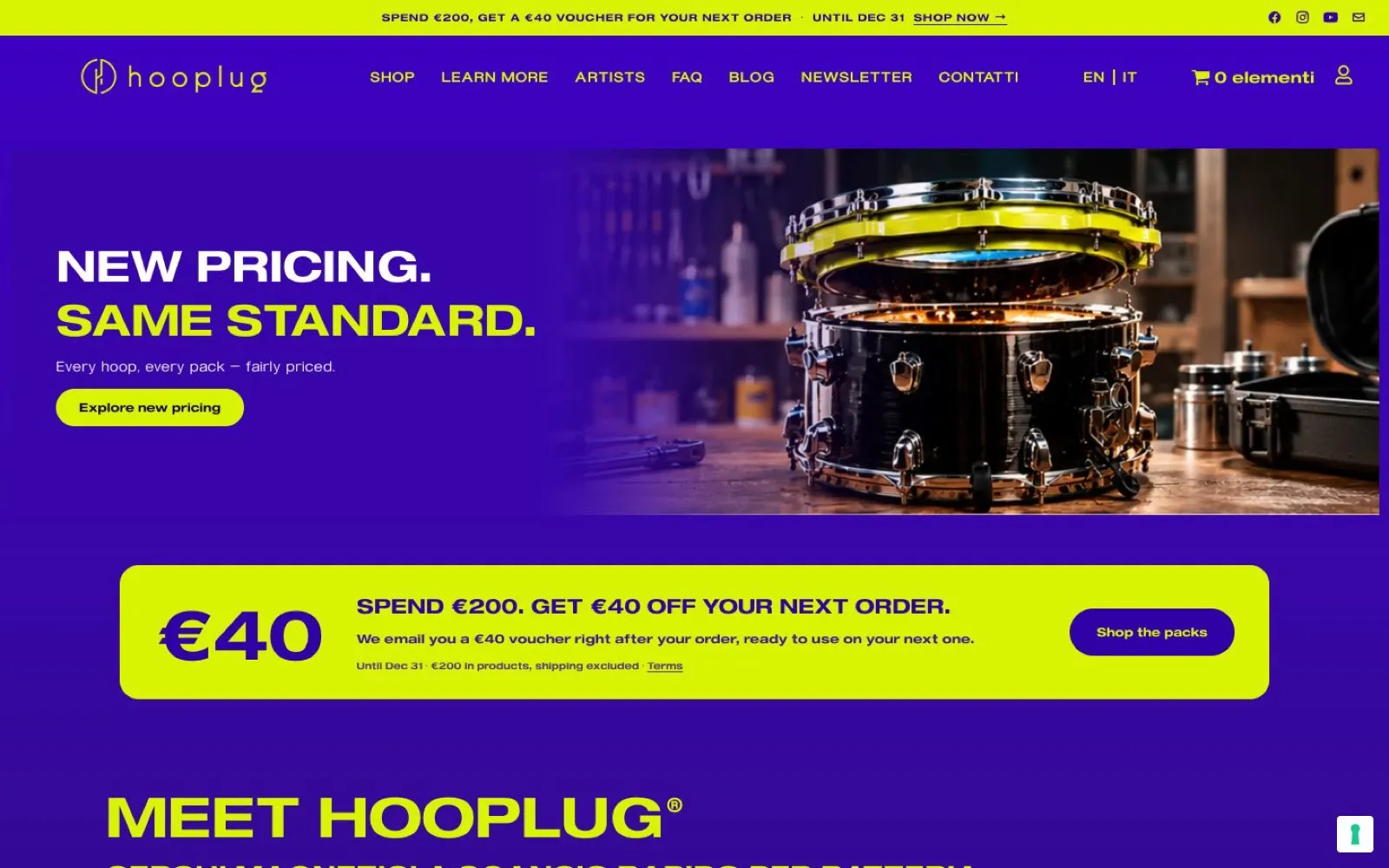 Hooplug – Home page del sito