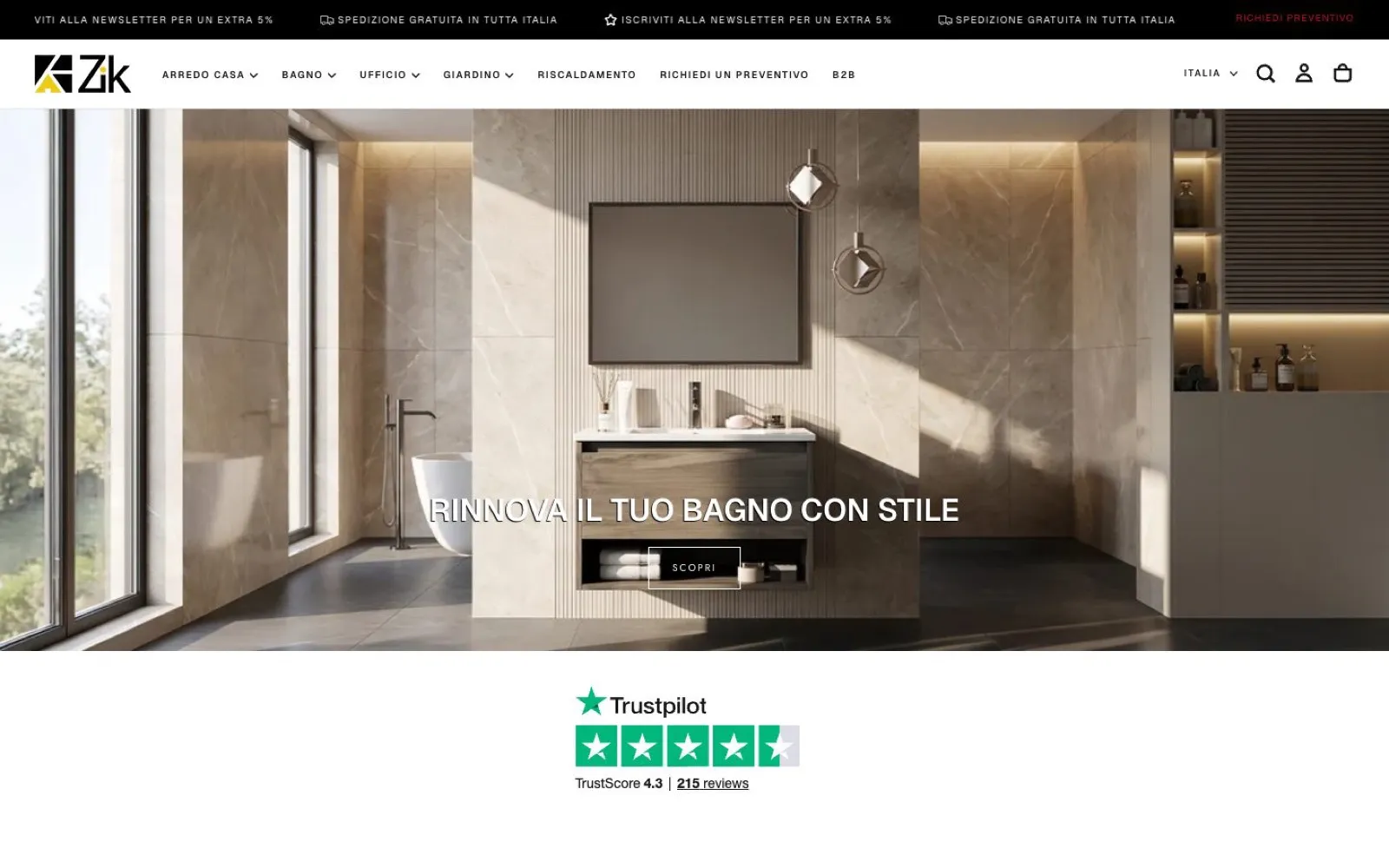 Zik Home – Home page del sito