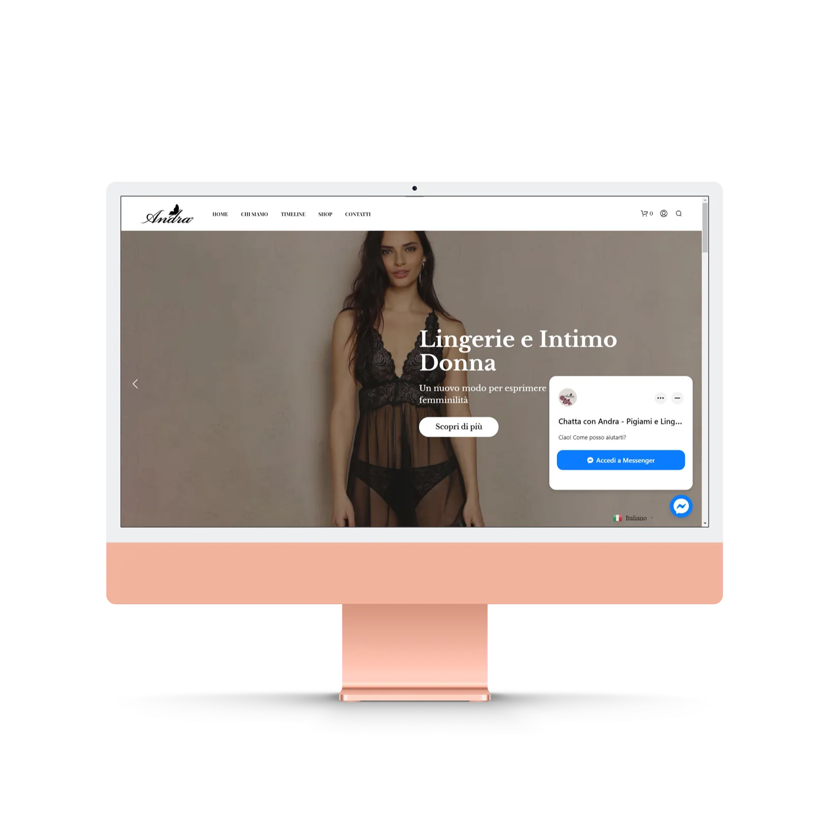 Andra Lingerie – Il sito su desktop e smartphone